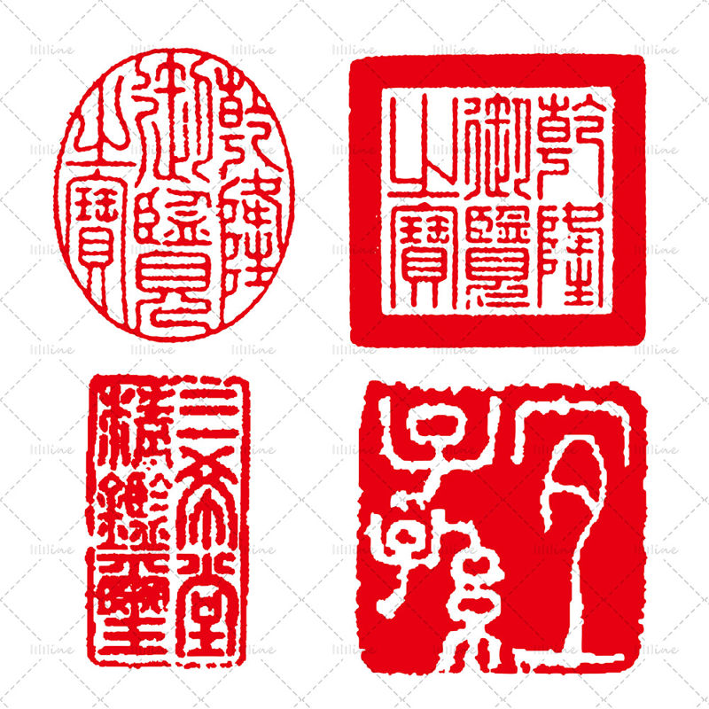Qianlong stamp seal vector eps