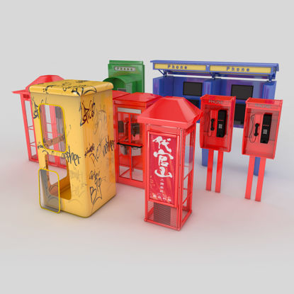 Telephone booth kit 3d model