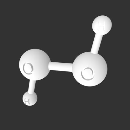3Д модел штампе молекула Х2О2