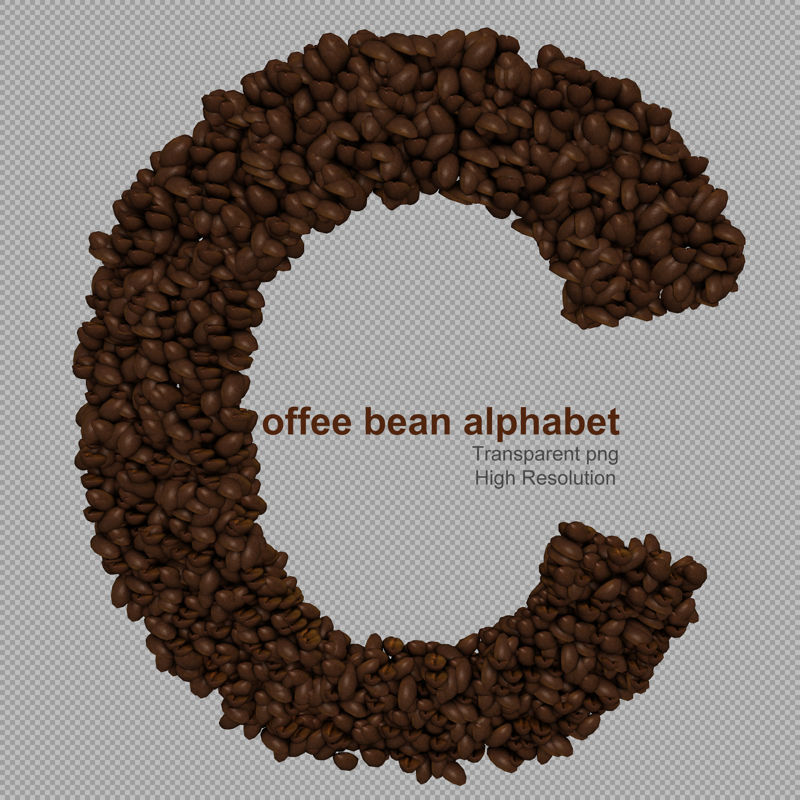 Кофе в зернах буквы алфавита прозрачный png