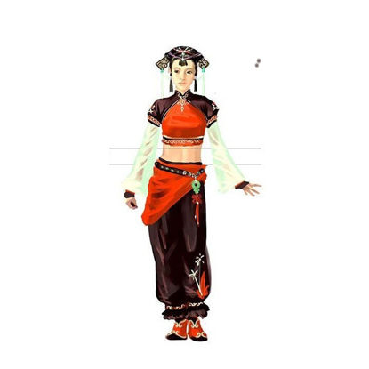 中国のミャオ族の女の子の3Dモデルのキャラクター0041