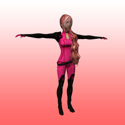 Kitle etkisi kadın karakter seksi kız karakter 3D model 0044