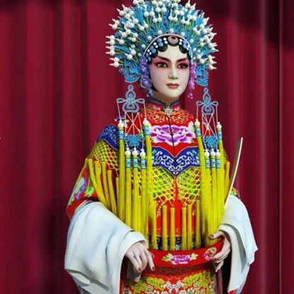 Chinesisches Peking-Opernzeichen 3D-Modell <<Da Deng Dian> > Traditioneller Repertoire-Charakter 0040