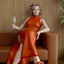 Girl 3D Model in Chinese Cheongsam Drinking 0039