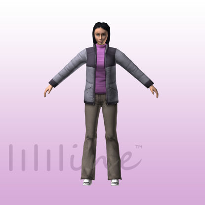 Kvinne i uformell 3D-modell 0079