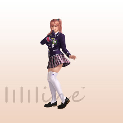 Student Dress Girl Game Character 3D Model 0092