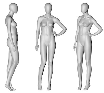 Modelo de impressão 3d de manequim feminino, mão na cintura