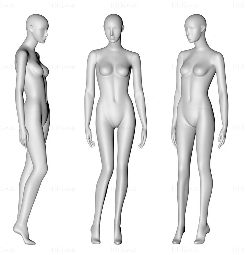 Manequim feminino em pé na ponta dos pés modelo de impressão 3d