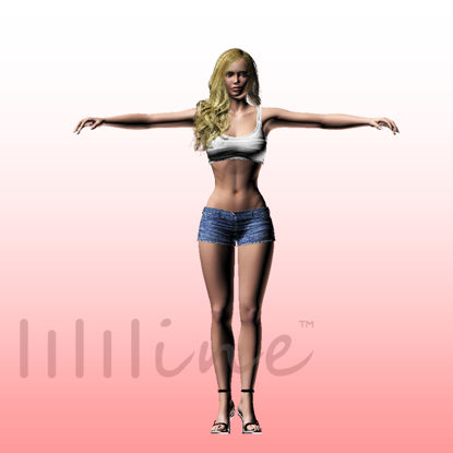 长发金发性感美女模特3D模型0052