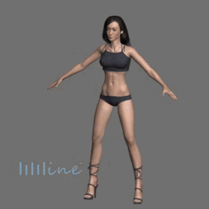 美女人物女孩模特3D模型跳跃动画动作0051