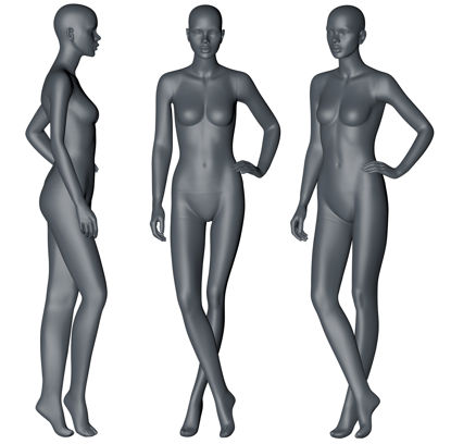 Vrouwelijke etalagepop linkerhand op heupen 3D-afdrukken model