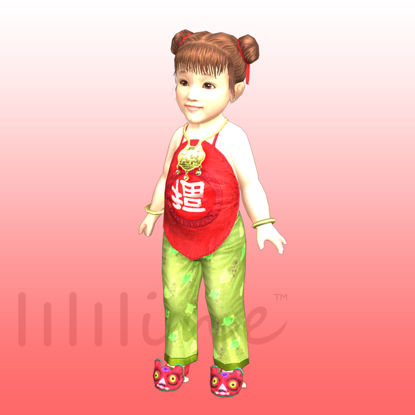 中国福娃3D模型人物女孩0049