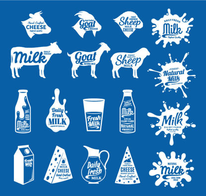 Milk Icons Labels AI Vector