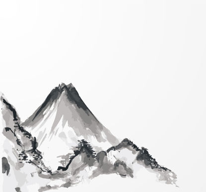 Kinesiske fjell og Waters maleri Graphic AI Vector
