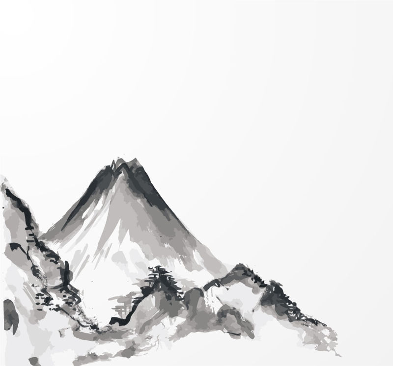 Chinese bergen en wateren schilderen grafische AI ​​Vector