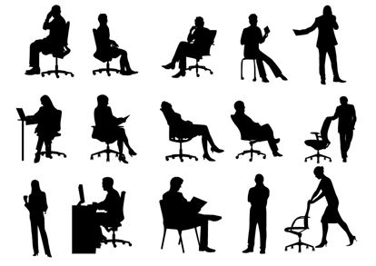 坐在椅子上人物轮廓剪影AI矢量