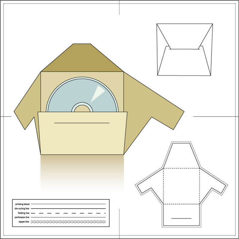 CD Paper Package Die cutting AI Vector
