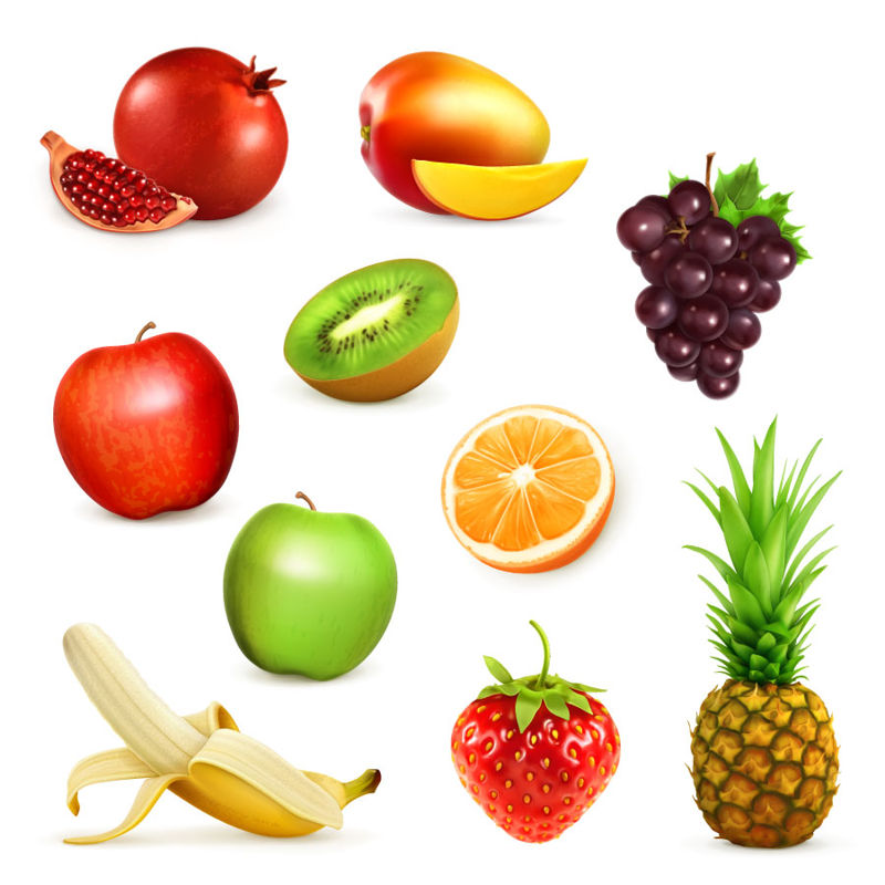 Photorealistic Fruits Graphic Collection AI Vector