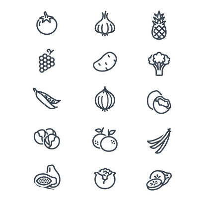 15 Vegetable Icons AI Vector