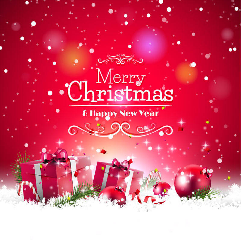 Christmas New Year Red Background Graphic AI Vector