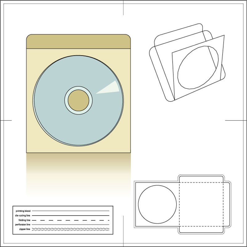 透明塑料CD封套包装AI矢量刀版