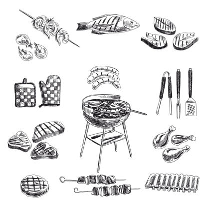 Hand Painted Barbecue Design Elements AI Vector
