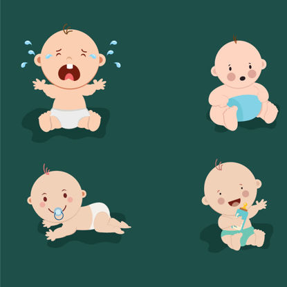 Cute Babies Flat Icons Graphic AI Vector