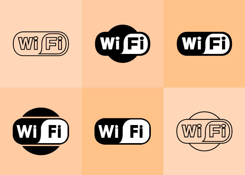 6 icônes wifi vecteur AI