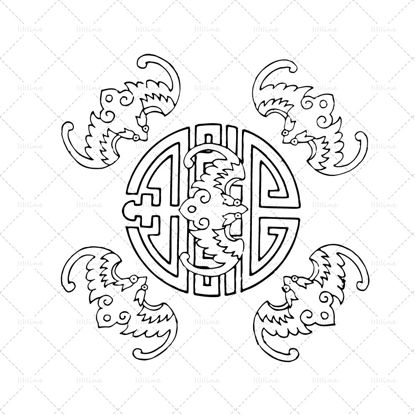 starodavna Kitajska tattoo sreča in dolgo življenje simbol