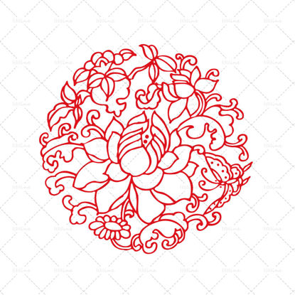 Circular china lotus tattoo