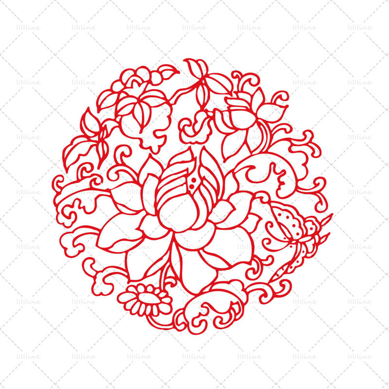 Kruhové čínské lotosové tetování