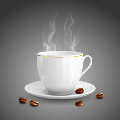 Varm kaffe med bønner fotorealistiske grafisk design AI Vector
