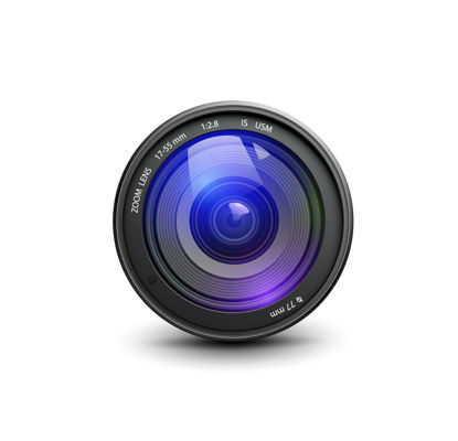 Cámara fotorrealista Zoom Lens Graphic AI Vector