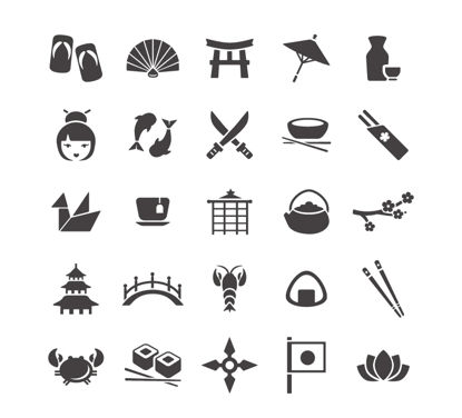 Japanese Culture Icons AI Vector