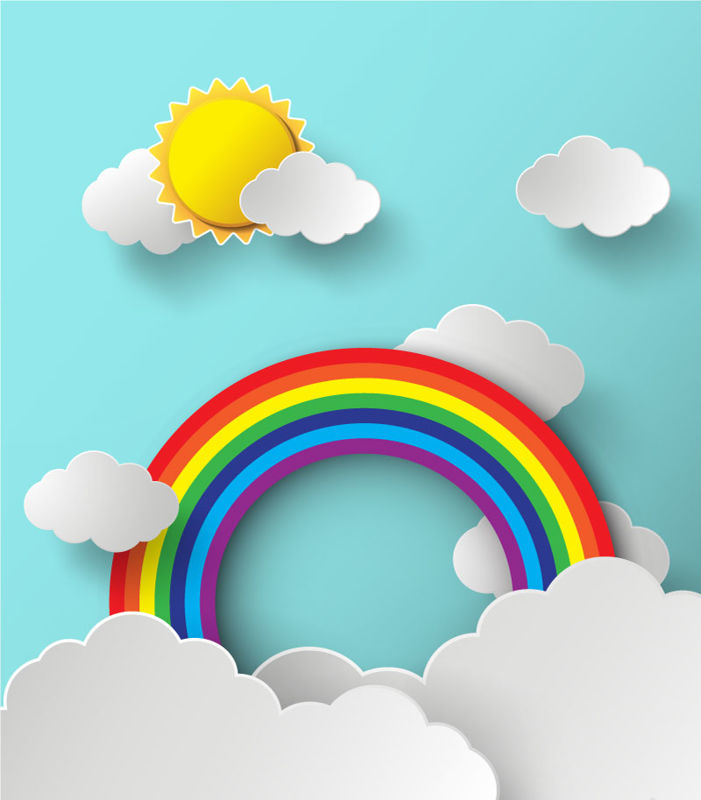 Slunce Rainbow Cloud AI Vector