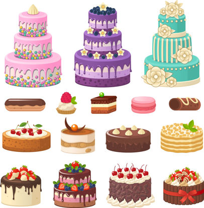 Hand Drawing Birthday Cakes Graphic AI Vector