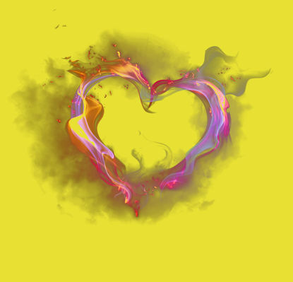 Corazón de fuego de humo transparente colorido