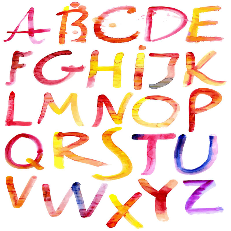 Watercolour Alphabets AI Vector