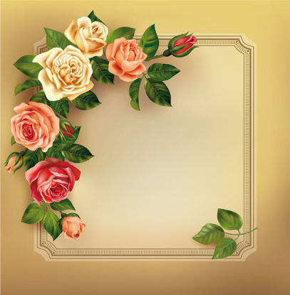 Roses Vintage Frame Design Vecteur AI