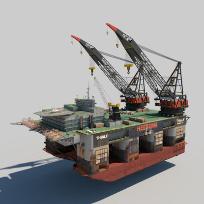 Twin Hull Semisubmersible Derrick Barge 3d modell