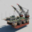 Twin Hull Semisubmersible Derrick Barge 3d model