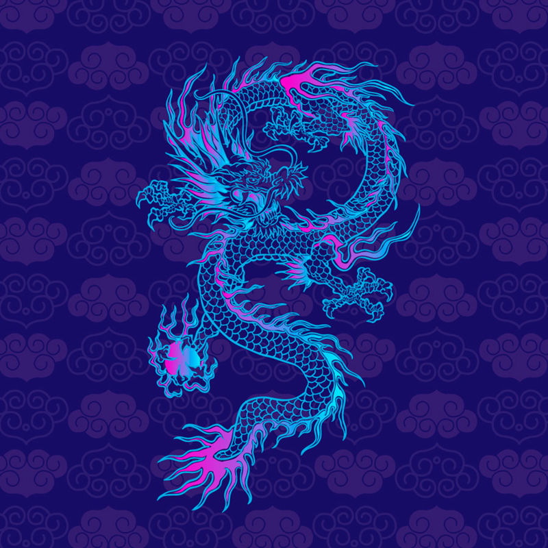 Criaturas míticas chinesas dragão gráfico AI Vector