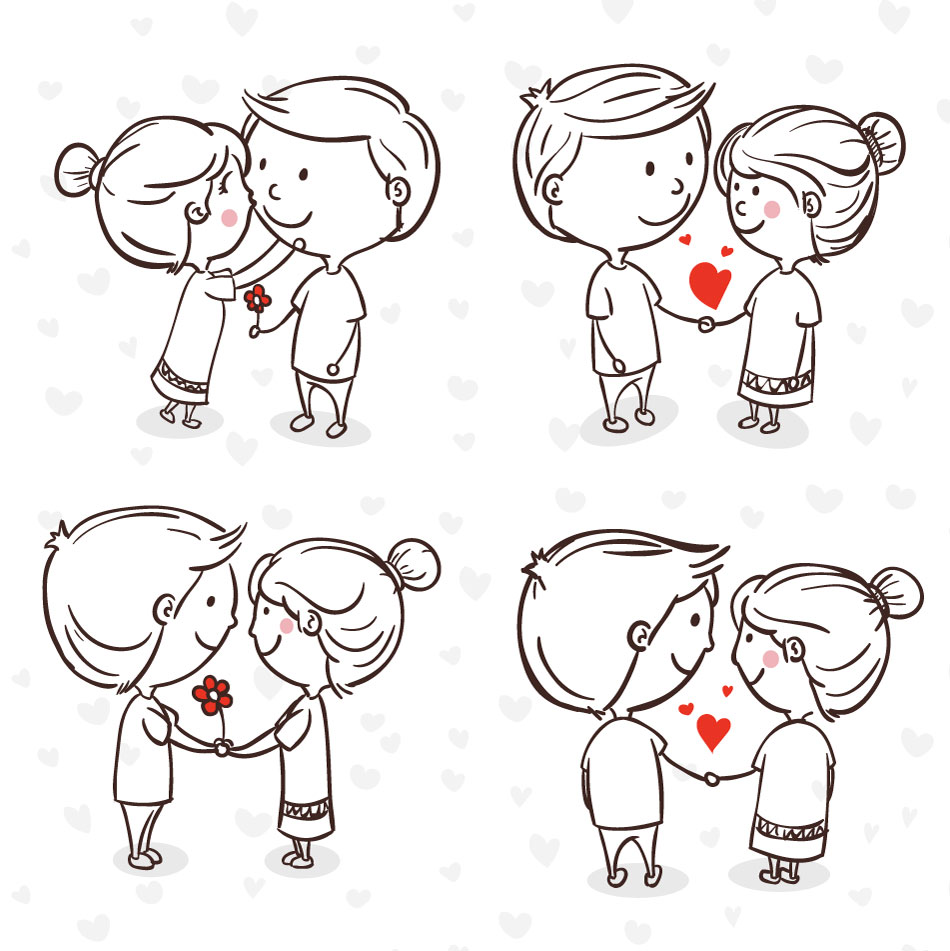 Cartoon Pattern Lover Couple Collection AI