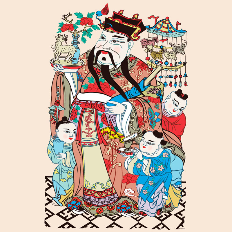 中国の旧正月の絵画ベネディクトフォーチュンAIベクトル
