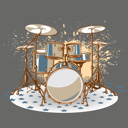 Cartoon Drum Set Graphic AI Vector
