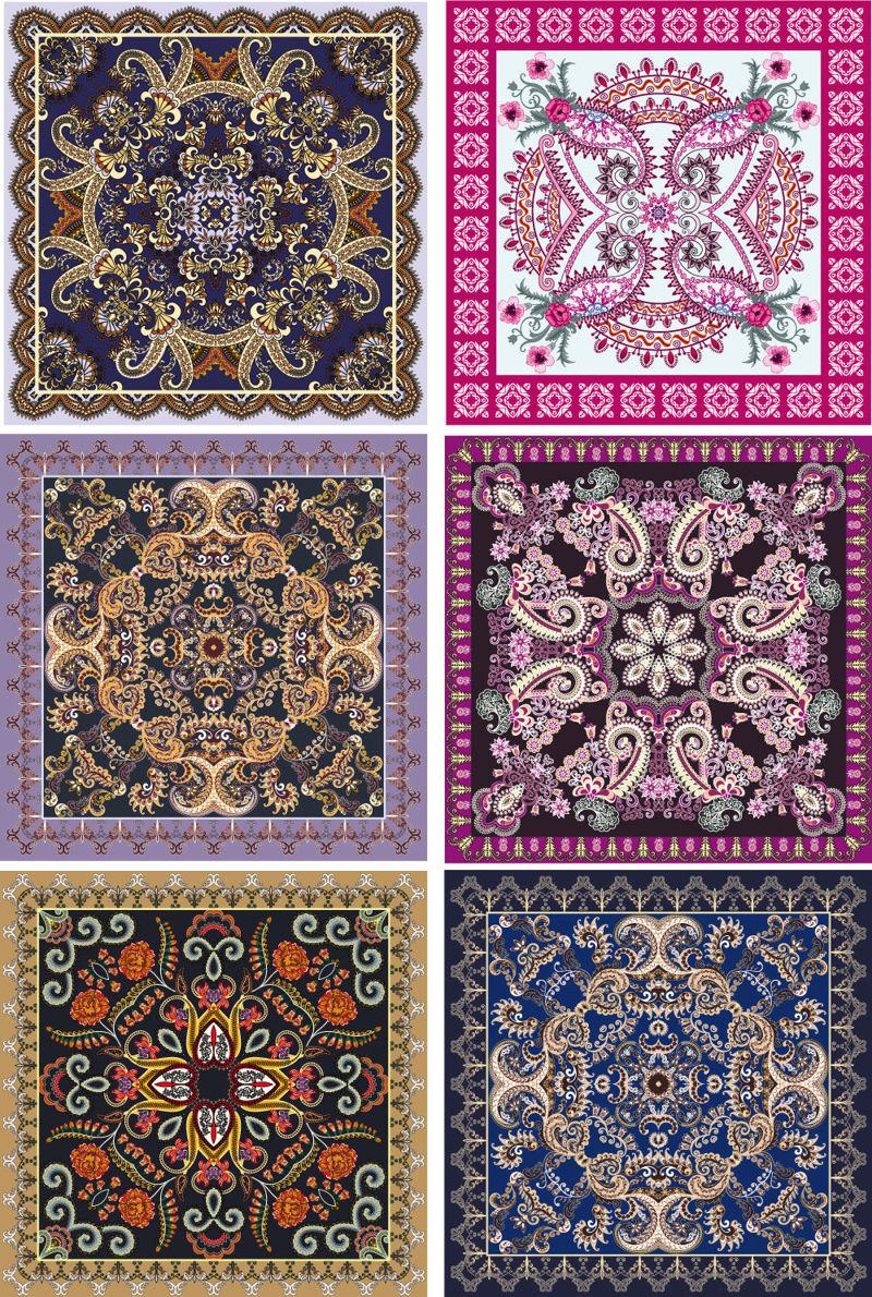 6 Carpet Graphic Pattern Chinese Style AI Vector