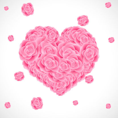 Valentine Day Pink Rose Heart Pattern Graphic AI Vector