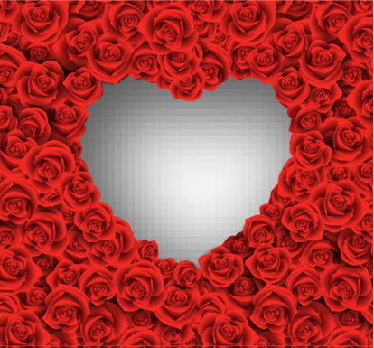 Vettore di AI di Rose Valentine Day del modello del cuore