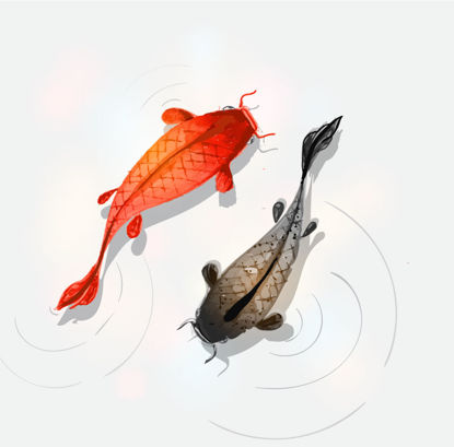 中国水墨鲤鱼图形AI矢量