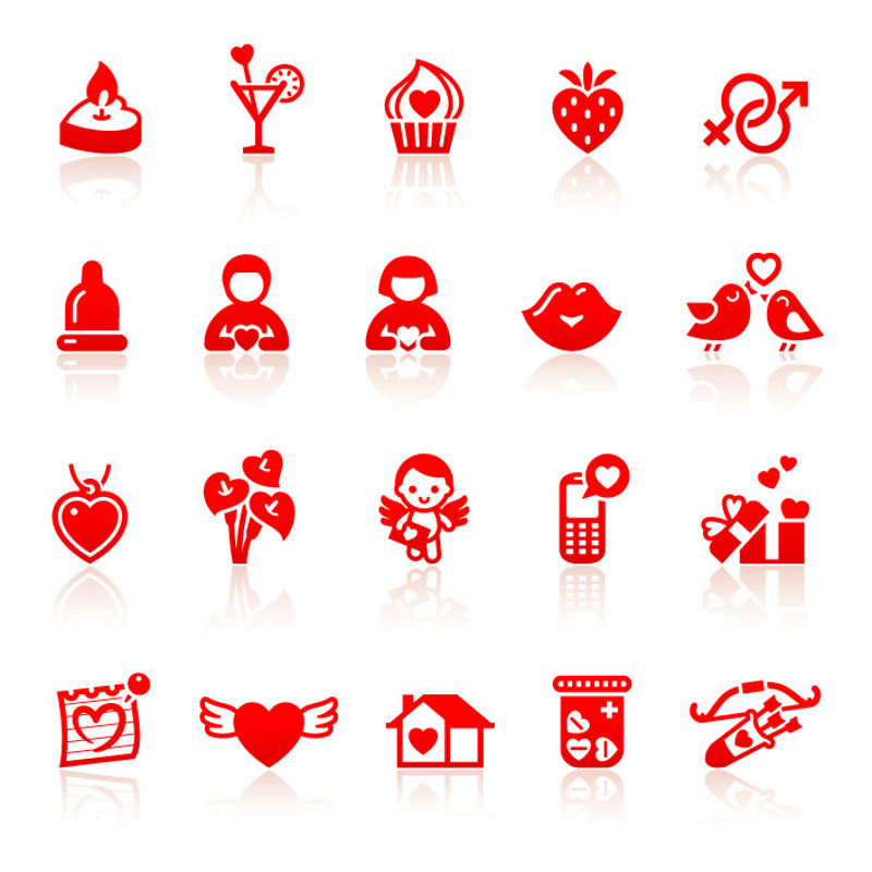 نمادهای گرافیکی تخت روز ولنتاین بردار AI